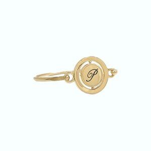 Carolee Letter P Gold Tone Double Sided Charm Bangle Bracelet